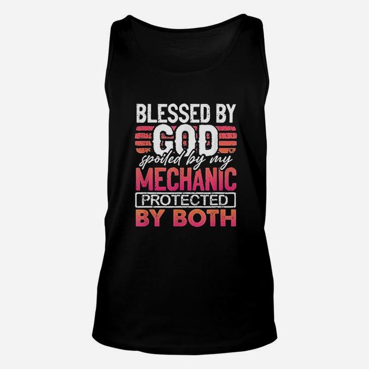 Blessed By God Spoiled By My Mechanic Protected By Both Wife Unisex Tank Top