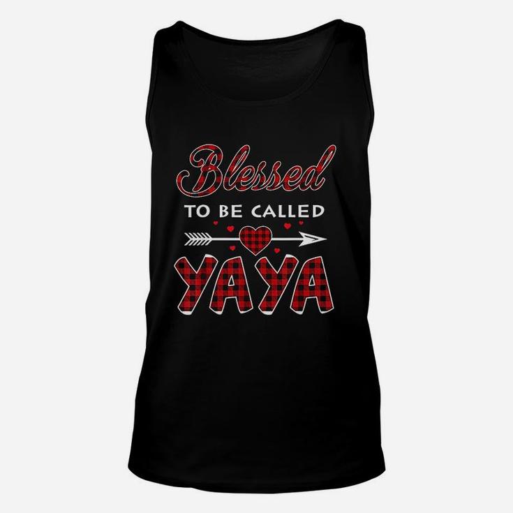 Blessed To Be Called Yaya Buffalo Plaid Grandma Christmas Unisex Tank Top