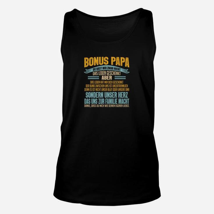 Bonus Papa Spruch Schwarzes Unisex TankTop, Geschenk für Stiefväter