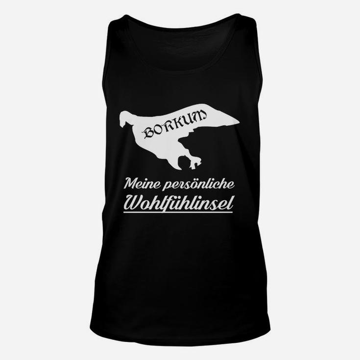 Borkum-Insel Unisex TankTop Meine Wohlfühlinsel, Schwarzes Urlaubsmotiv Tee