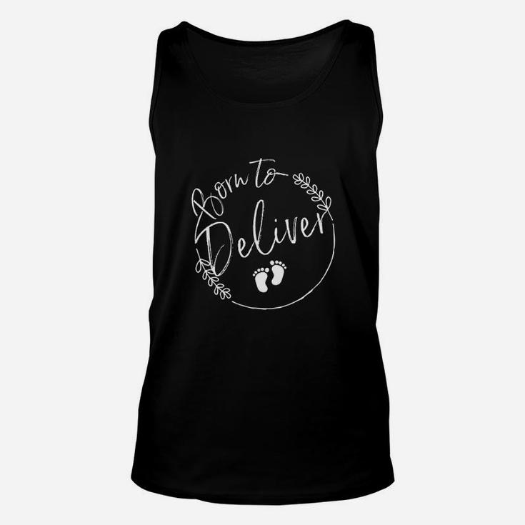 Born To Deliver Midwife Labor Delivery Nurse Baby Footprints Unisex Tank Top