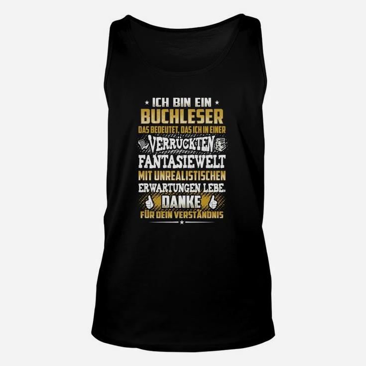 Bücherleser Fantasiewelt Schwarzes Unisex TankTop, Buchliebhaber Tee