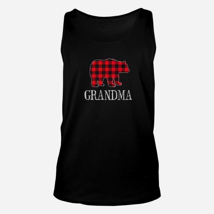 Buffalo Check Grandma Bear Matching Family Outfits Unisex Tank Top
