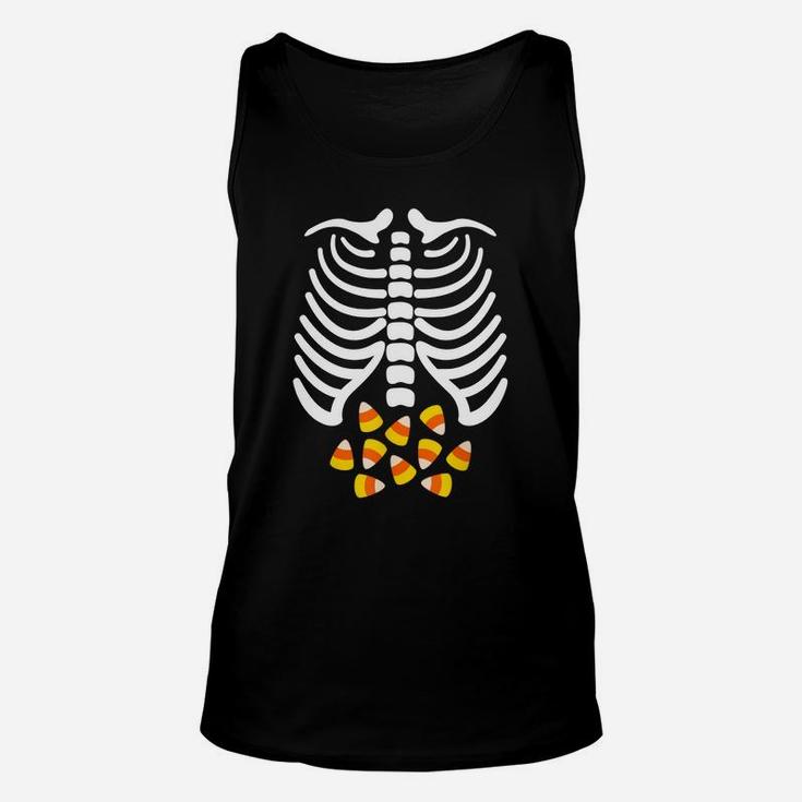 Candy Corn Skeleton Rib Cage Halloween Costume T Shirt Unisex Tank Top