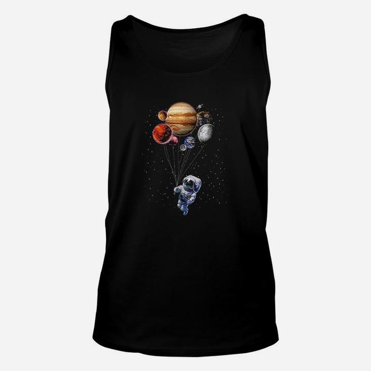 Cat As Astronaut In Space Holding Planet Balloon Unisex Tank Top