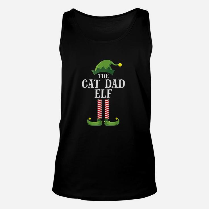 Cat Dad Elf Matching Family Group Christmas Party Pajama Unisex Tank Top