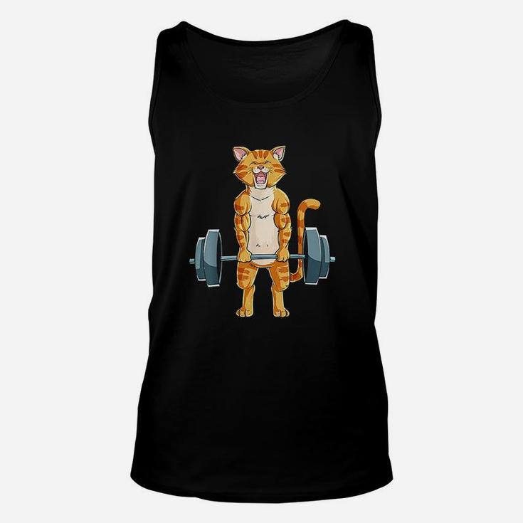 Cat Deadlift Powerlifting Gym Lifting Weights Unisex Tank Top