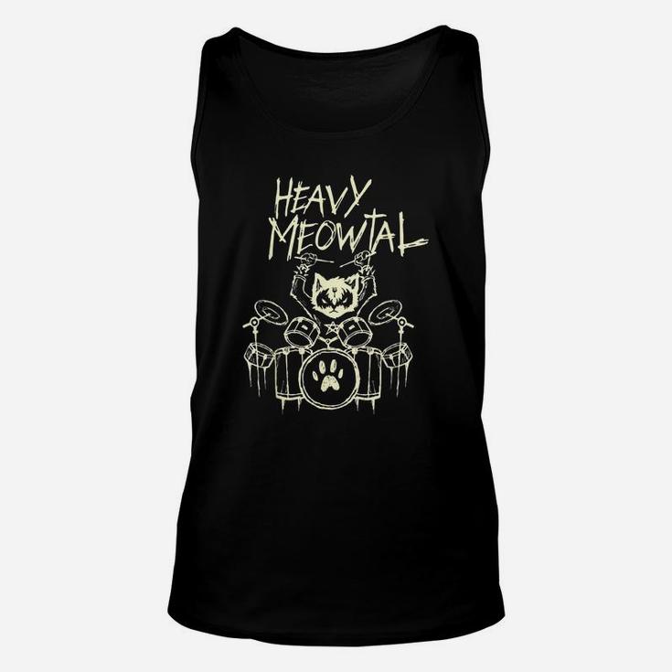 Cat Heavy Metal Headbanger Gift Drummer Cat Playing Drum Meowtal Unisex Tank Top