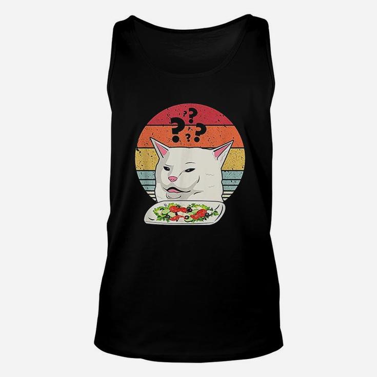 Cat Meme Funny Retro Yelling At Cats Eating Salad Unisex Tank Top