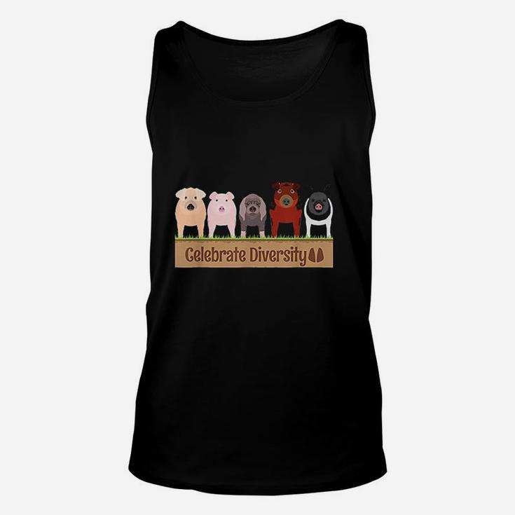 Celebrate Diversity Gifts For Pig Lovers Farm Breed Cute Pig Unisex Tank Top