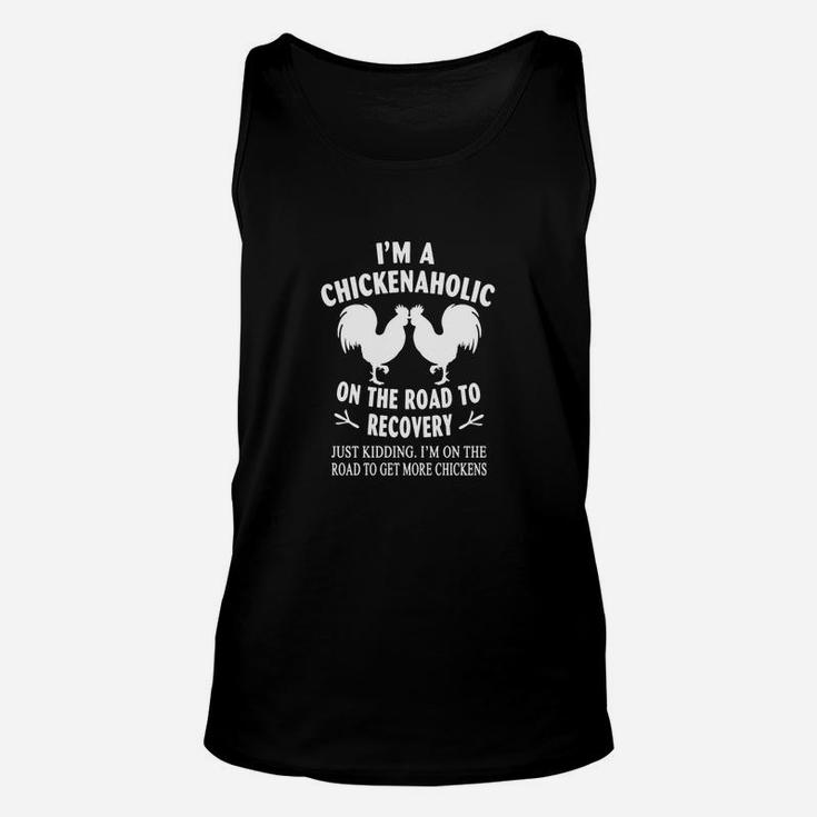 Chicken I M A Chickenaholic On The Road To Rec Unisex Tri Blend Chicken Unisex Tank Top