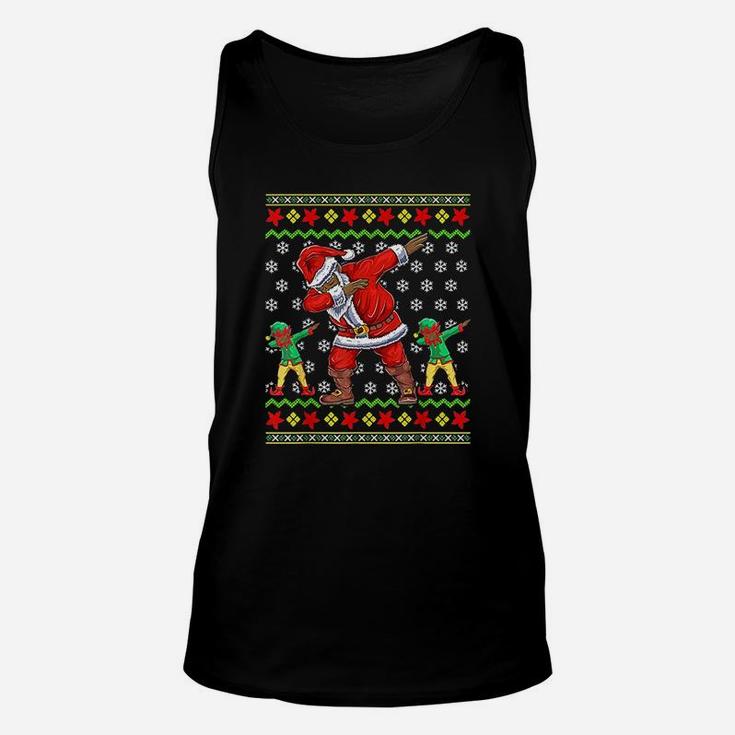Christmas African American Dabbing Santa Claus Elf Gift Unisex Tank Top
