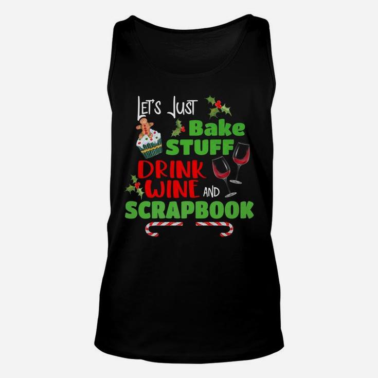 Christmas Scrapbooking Wine Baking Holiday Pajamas Unisex Tank Top