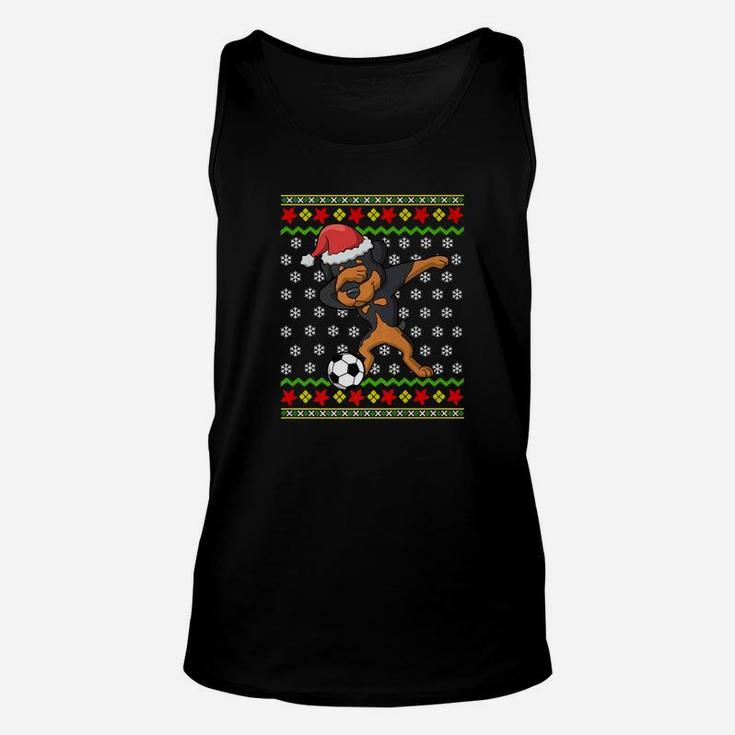 Christmas Shirt Dabbing Rottweiler Dog Soccer Gift Funny Unisex Tank Top