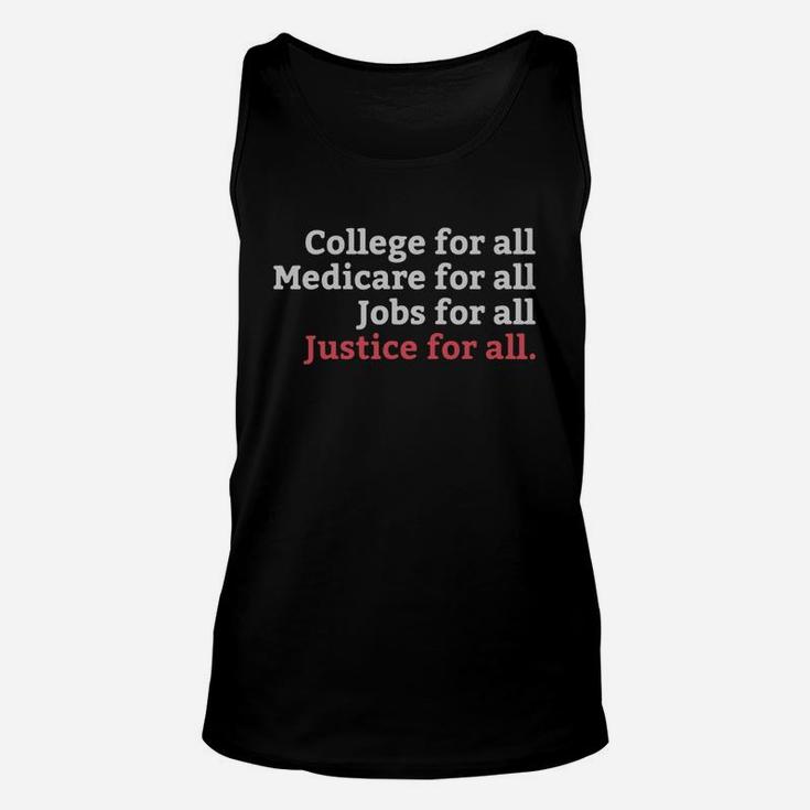 College Medicare Jobs Justice For All T-shirt Equal Rights Unisex Tank Top