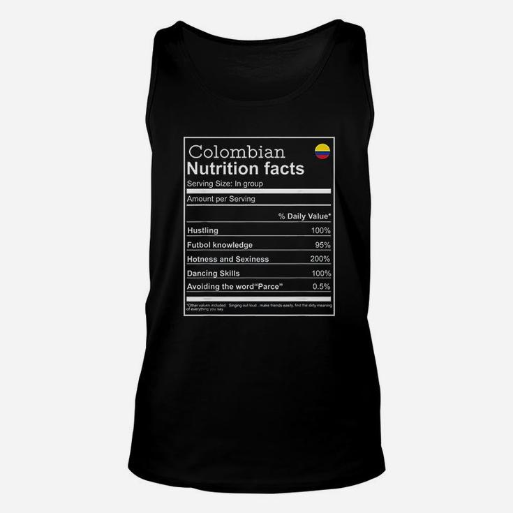 Colombian Nutrition Facts Funny Cool Graphic Unisex Tank Top