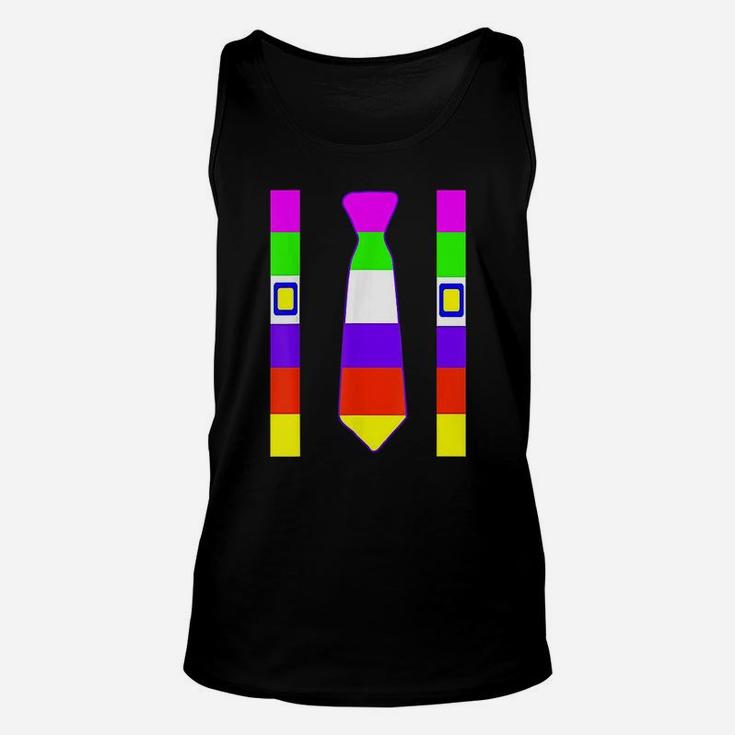 Colorful Tie Suspenders 80s Party Halloween Party Unisex Tank Top
