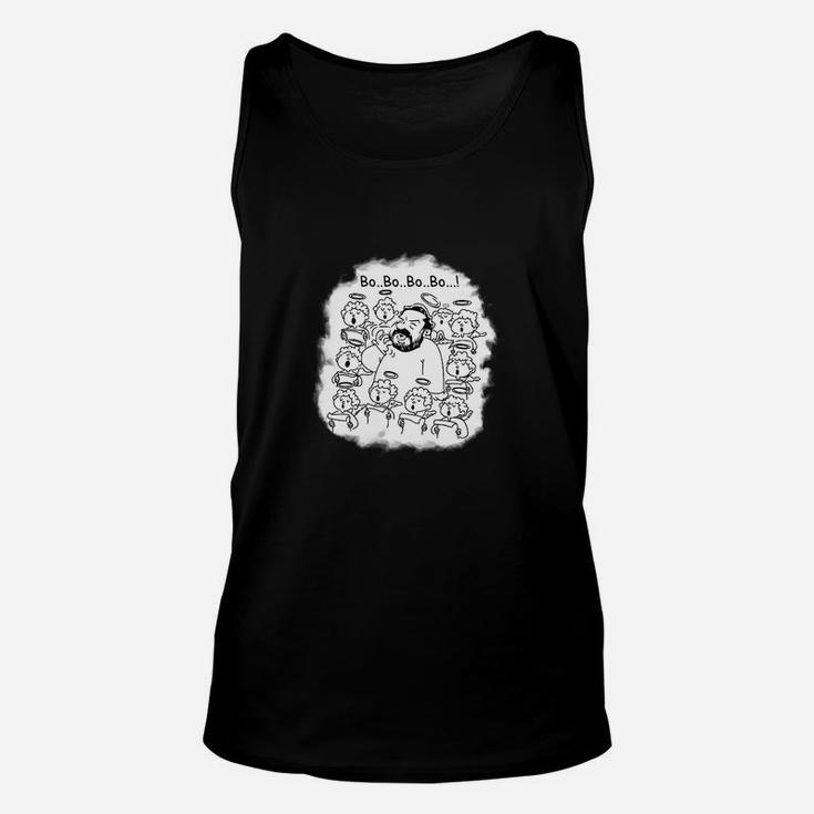 Comic-Schaf-Motiv Schwarzes Unisex TankTop Bo, Bo, Bo..., Lustiges Design für Tierfreunde