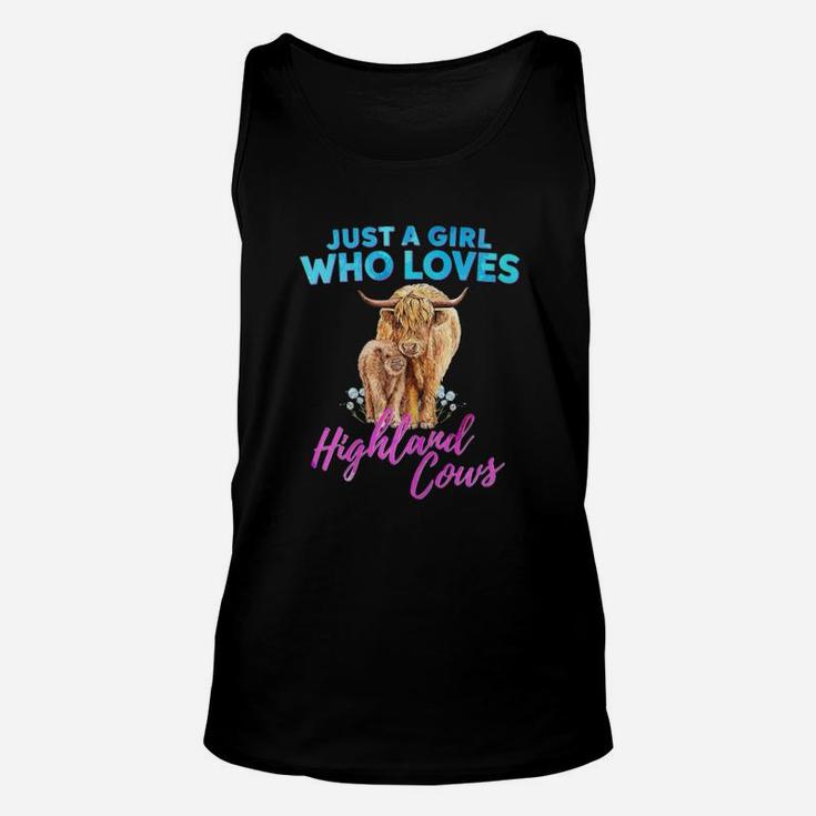 Cow Just A Girl Who Loves Highland Cows Funny Unisex Tank Top