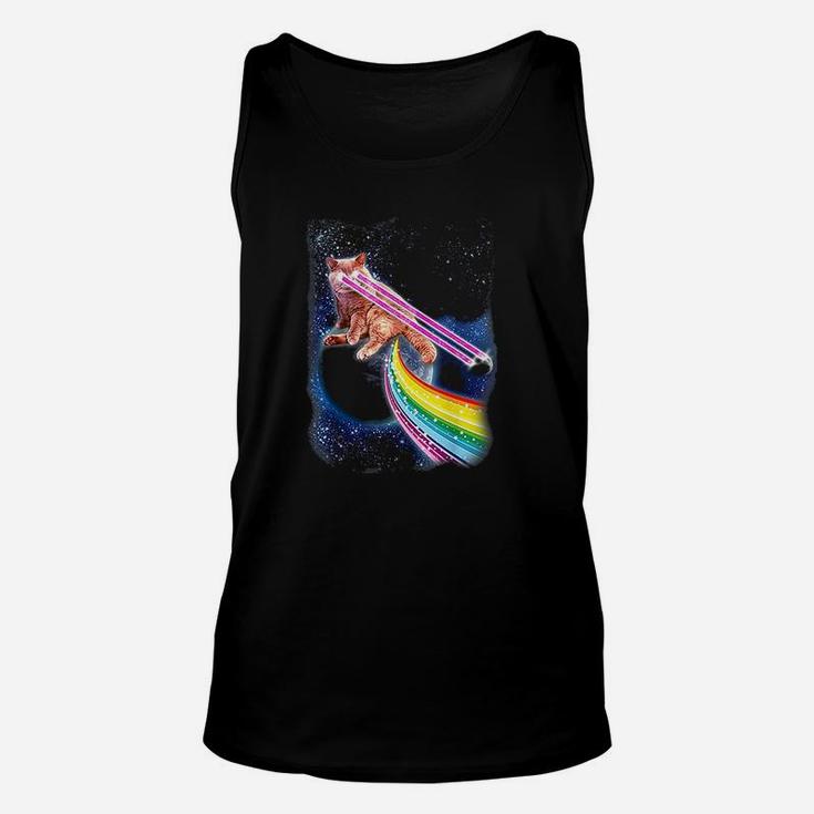 Crazy Space Cat With Eye Lasers And Rainbow Farts Unisex Tank Top