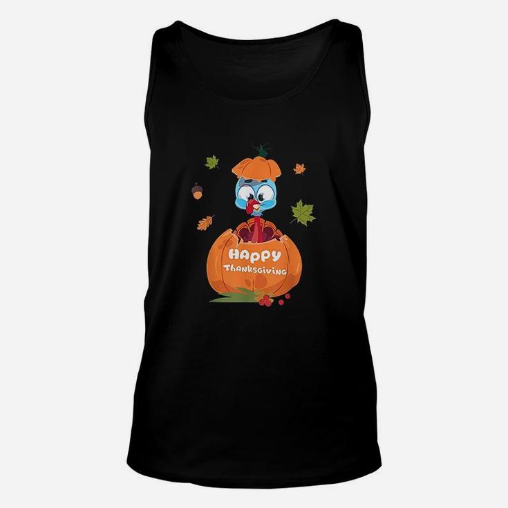 Cute Turkey Pilgrim In Pumpkin Thanksgiving Unisex Tank Top