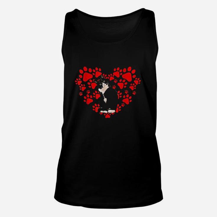 Cute Tuxedo Valentines Day Hearts For Cat Lovers Unisex Tank Top