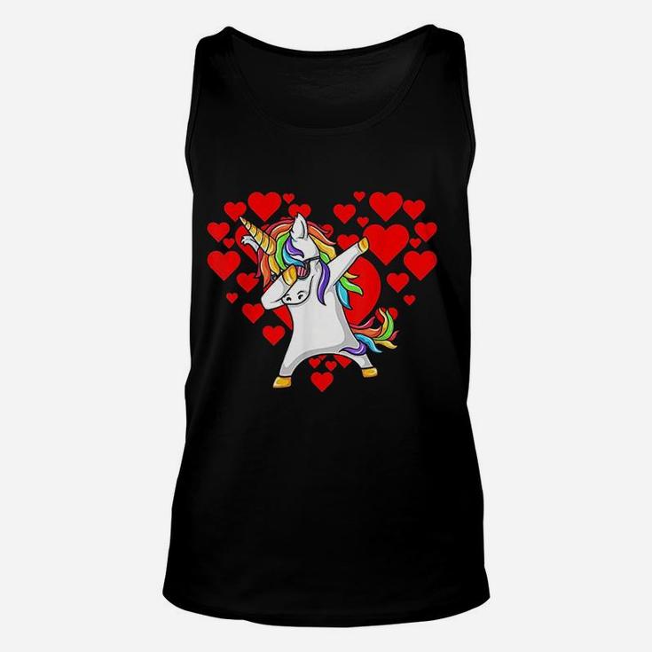 Dabbing Unicorn Hearts Valentines Day Funny Dab Kids Gift Unisex Tank Top