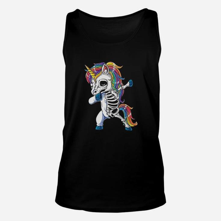 Dabbing Unicorn Skeleton Halloween Girls Dab Gifts Unisex Tank Top