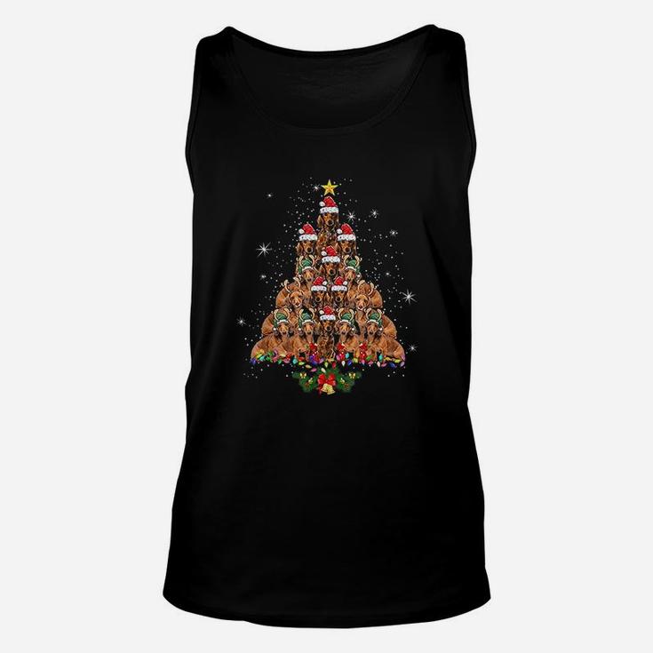 Dachshund Christmas Tree Dog Xmas Lights Pajamas Unisex Tank Top