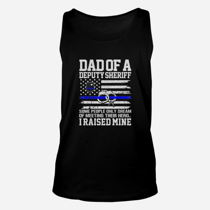 Dad Of A Deputy Sheriff Father Thin Blue Line American Flag Shirt Unisex Tank Top