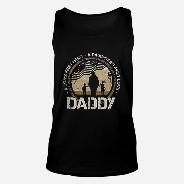 Daddy A Sons First Hero Daughters First Love Military Dad Unisex Tank Top