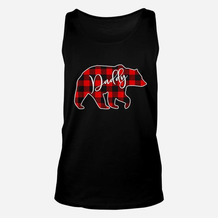 Daddy Bear Red Plaid Matching Family Christmas Unisex Tank Top