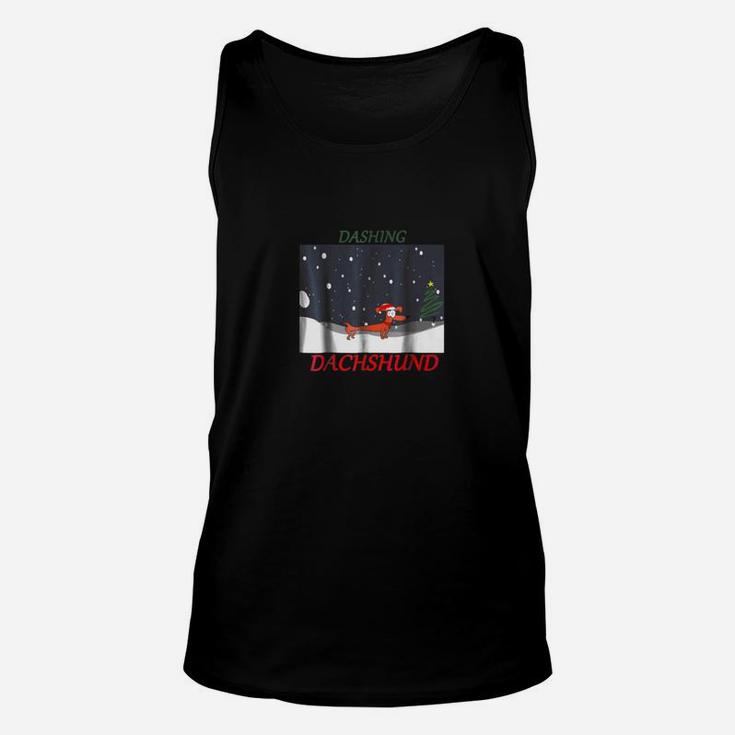 Dashing Dachshund Funny Christmas Xmas Dog Shirt Unisex Tank Top