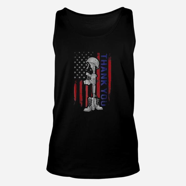 Distressed Memorial Day Flag Military Boots Unisex Tank Top