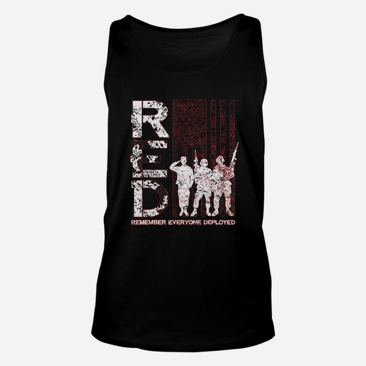 Distressed Red Friday Remember Everyone Deployed Unisex Tank Top