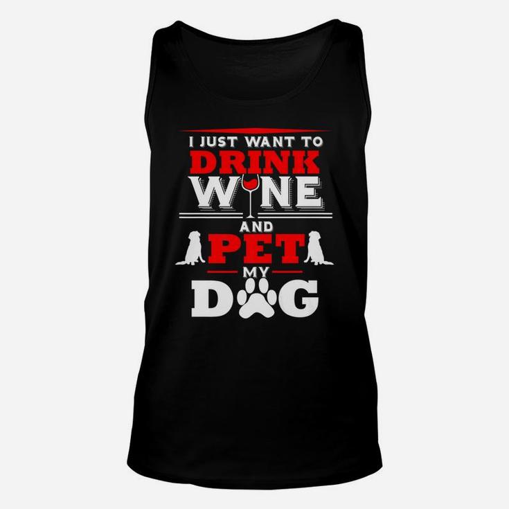 Dog Drink Wine Funny Rescue Bulldog Pug Dachshund Unisex Tank Top
