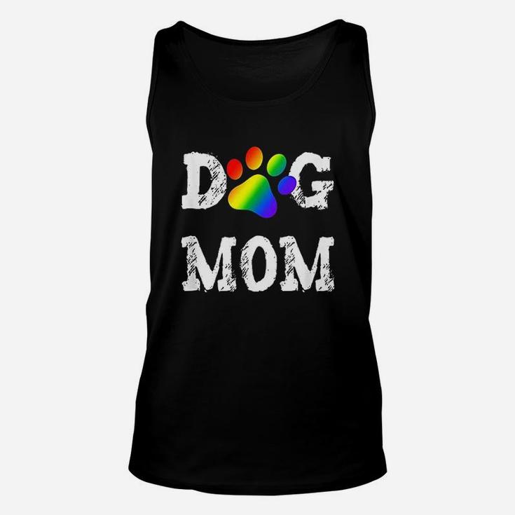 Dog Mom Dog Lover Rainbow Puppy Paw Unisex Tank Top