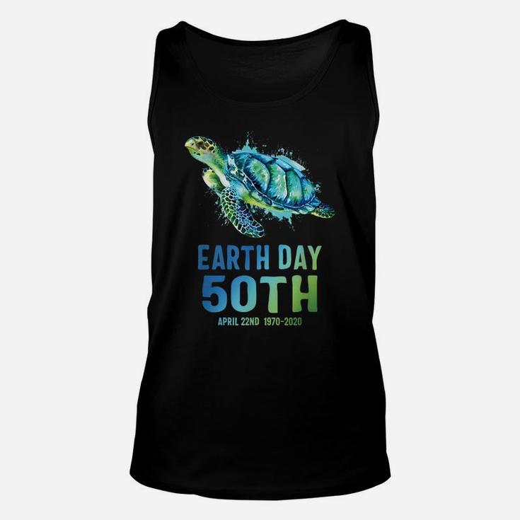 Earth Day 2020 Splash Art Earth Day 50th Anniversary Turtle Unisex Tank Top