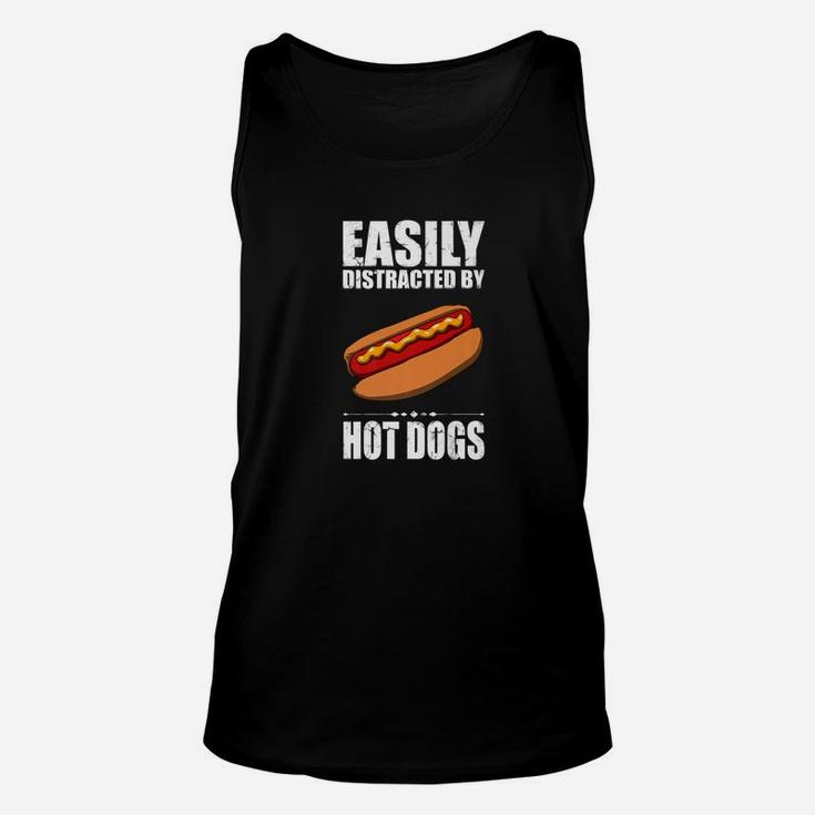 Easily Distracted By Hot Dogs Funny Sausage Hot Dog Unisex Tank Top