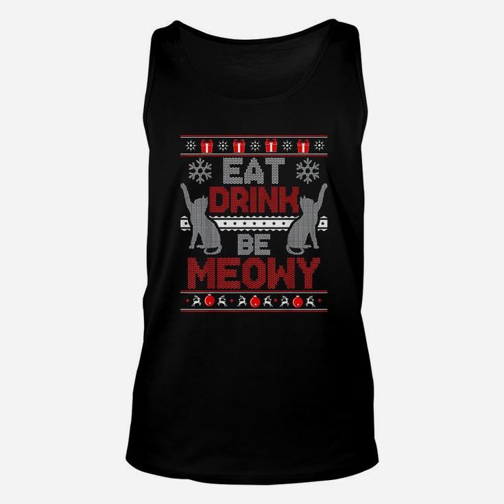 Eat Drink Be Meowy Cat Christmas Unisex Tank Top