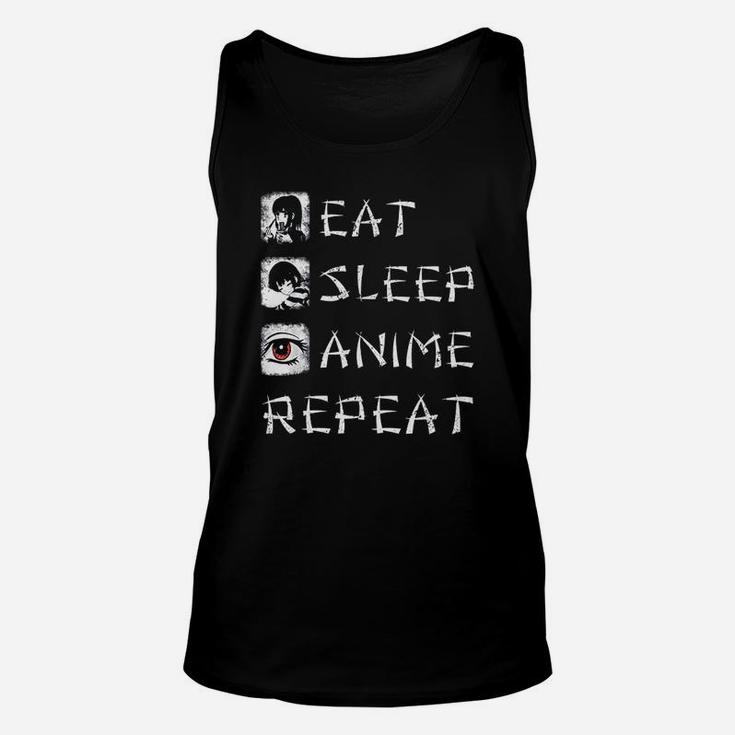 Eat Sleep Anime Repeat Shirt Funny Japanese Animation Unisex Tank Top