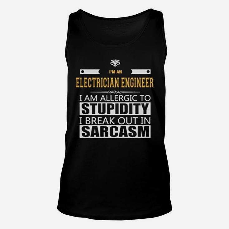 Electrician Engineer Allergic To Stupidity Unisex Tank Top