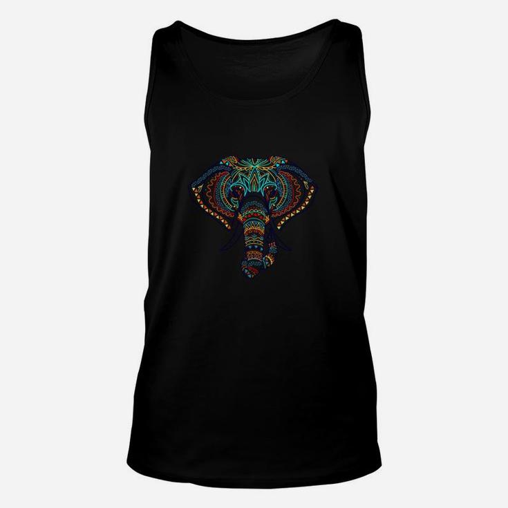 Elefanten-Mandala Unisex TankTop, Faszinierendes Design auf Schwarz