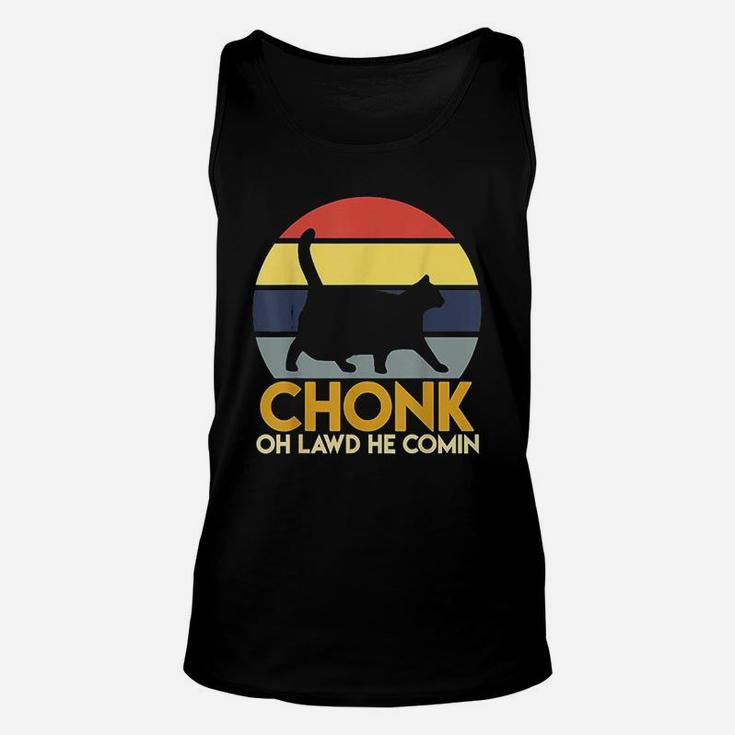 Fat Cats Chonk Oh Lawd He Comin Vintage Retro Sunset Unisex Tank Top