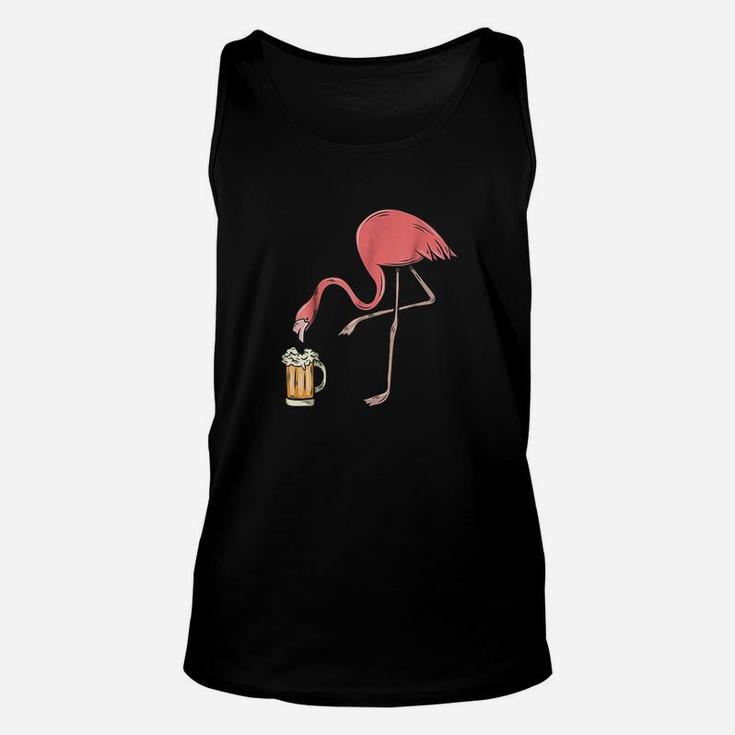 Flamingo Drinking Beer Funny Pink Flamingo Unisex Tank Top