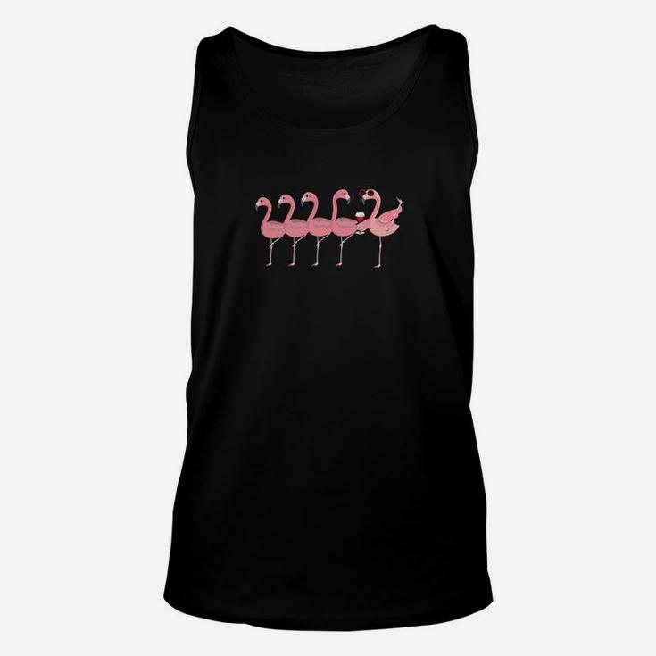 Flamingo-Kontrastaufdruck Schwarzes Unisex TankTop für Herren/Damen