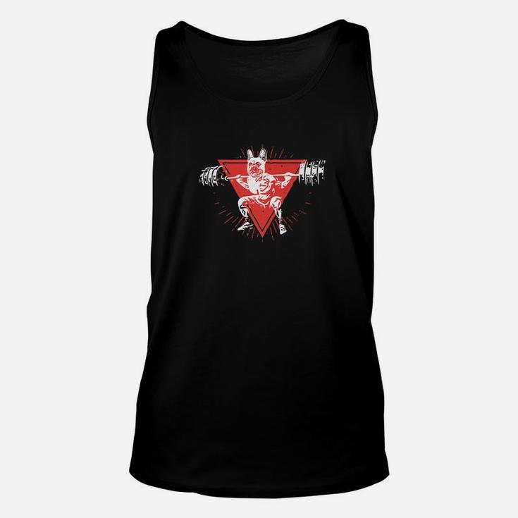French Bulldog Working Out Lifting Weights Graphic Unisex Tank Top