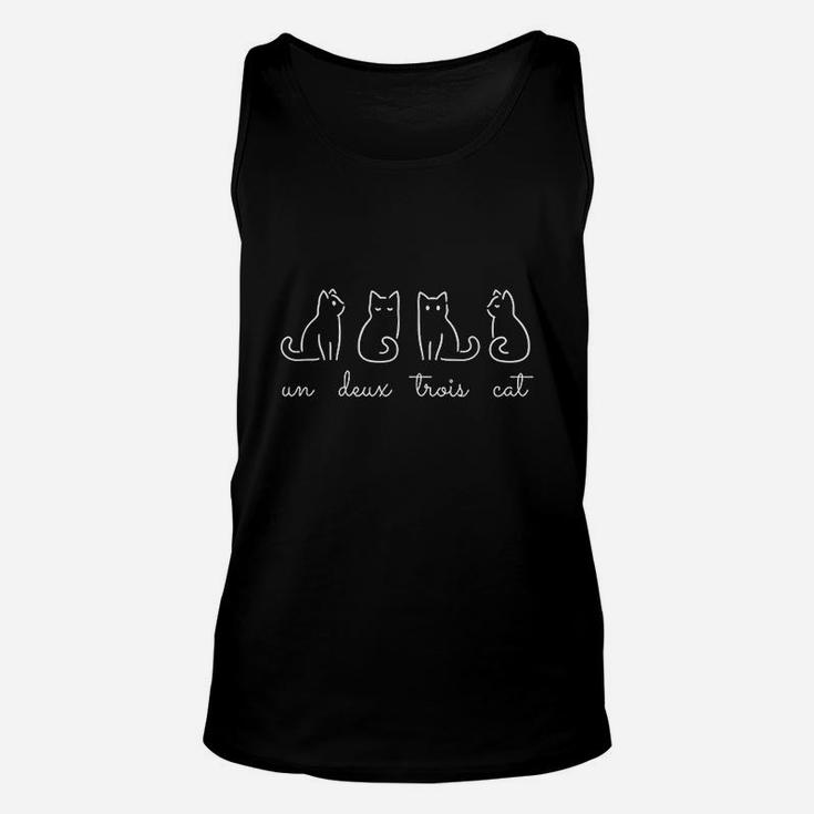 French Inspired Un Deux Trois Cat Funny French Joke Quote Unisex Tank Top