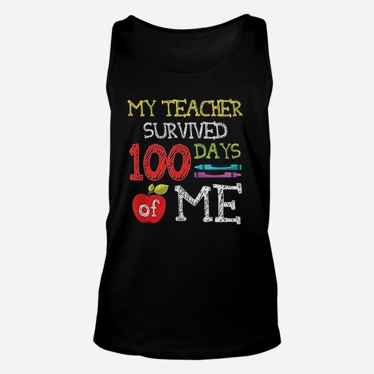 Funny 100 Days Of School My Teacher Survived 100 Days Of Me Unisex Tank Top