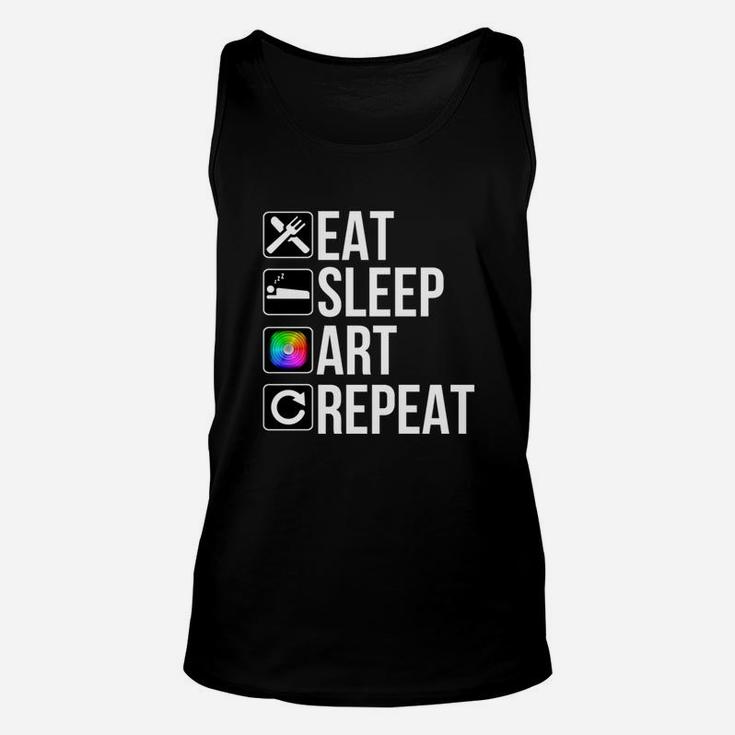 Funny Artist Gift - Eat Sleep Art Repeat Unisex Tank Top